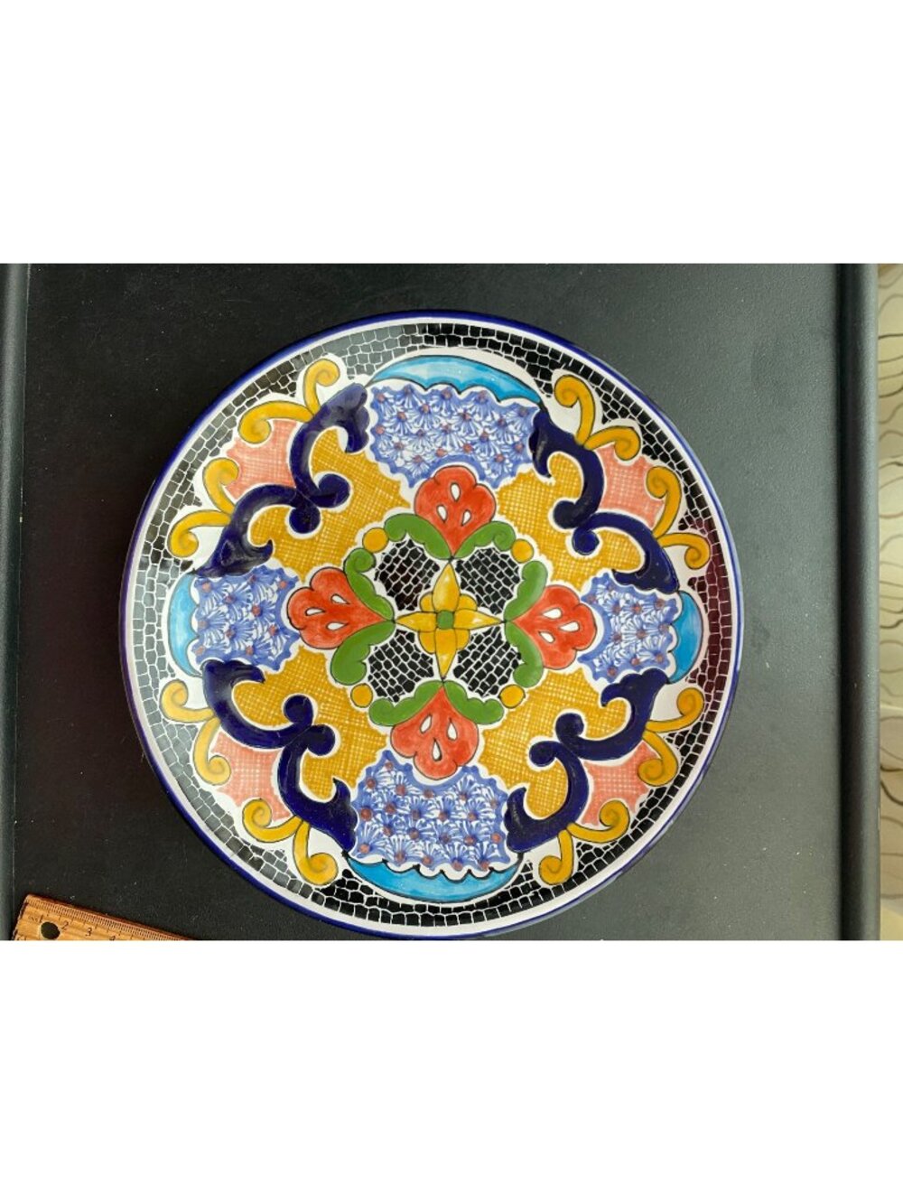 Hand-Painted Talavera Mexican Ceramic Plate 10” Multicolor Decorative Dish
